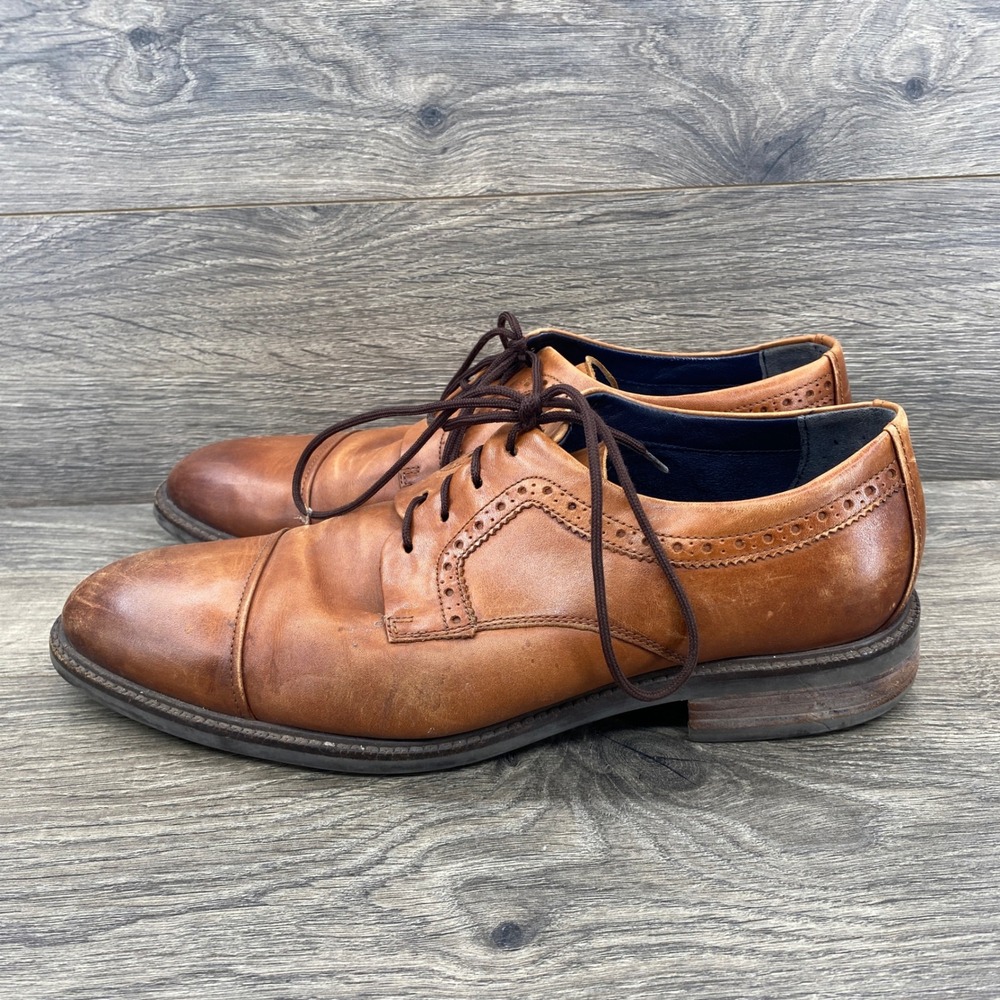 Cole Haan C28882 Derby Shoes Mens 10 M Tan Leather Cap Toe Brogue Grand.OS